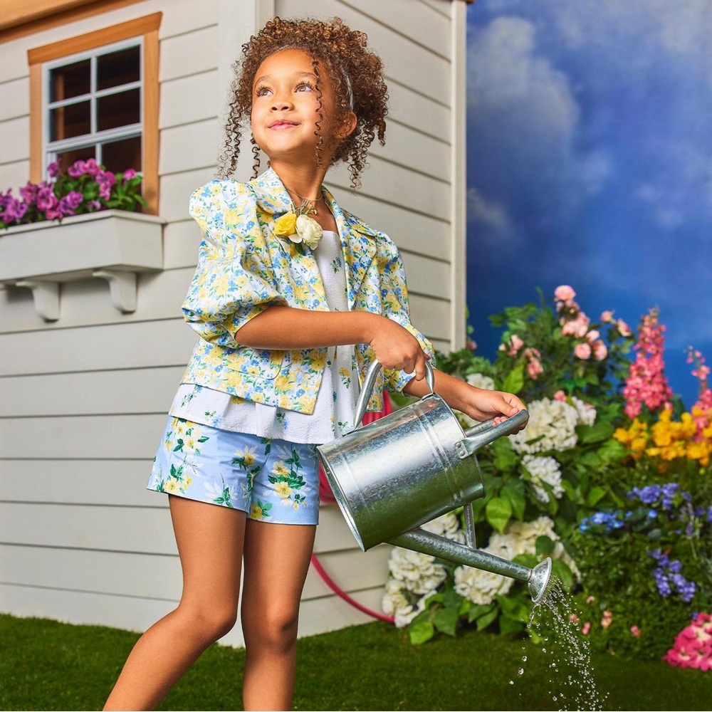 Sky blue floral short